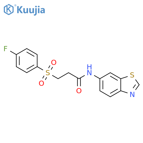 N-(1,3-benzothiazol-6-yl)-3-(4-fluorobenzenesulfonyl)propanamide structure