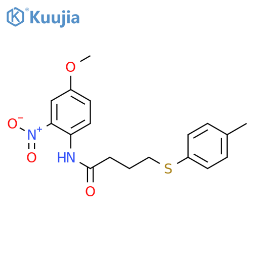 N-(4-methoxy-2-nitrophenyl)-4-(4-methylphenyl)sulfanylbutanamide structure