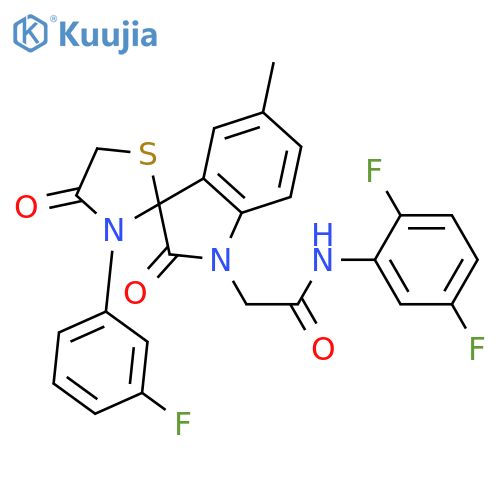 N-(2,5-difluorophenyl)-2-3'-(3-fluorophenyl)-5-methyl-2,4'-dioxo-1,2-dihydrospiroindole-3,2'-1,3thiazolidine-1-ylacetamide structure