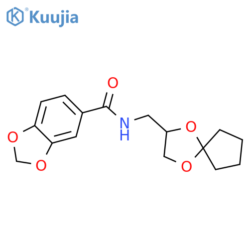 N-({1,4-dioxaspiro4.4nonan-2-yl}methyl)-2H-1,3-benzodioxole-5-carboxamide structure