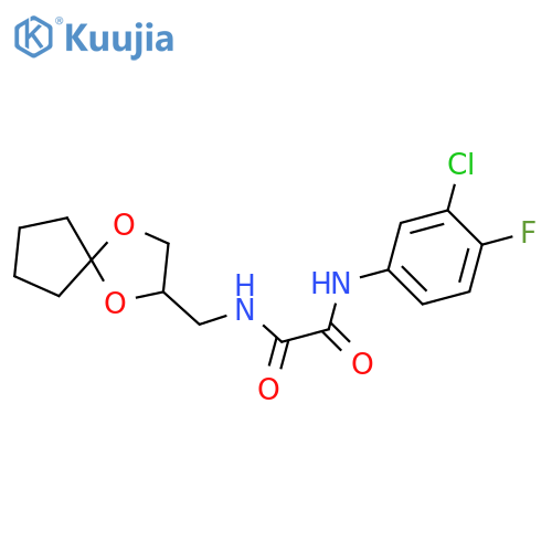 N'-(3-chloro-4-fluorophenyl)-N-({1,4-dioxaspiro4.4nonan-2-yl}methyl)ethanediamide structure