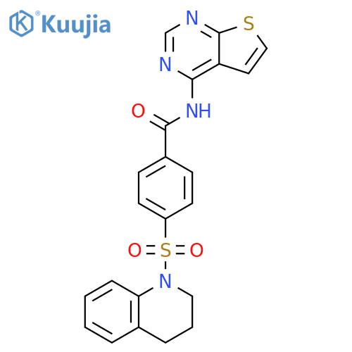 4-(1,2,3,4-tetrahydroquinoline-1-sulfonyl)-N-{thieno2,3-dpyrimidin-4-yl}benzamide structure