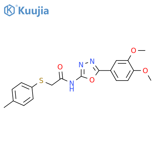 N-5-(3,4-dimethoxyphenyl)-1,3,4-oxadiazol-2-yl-2-(4-methylphenyl)sulfanylacetamide structure