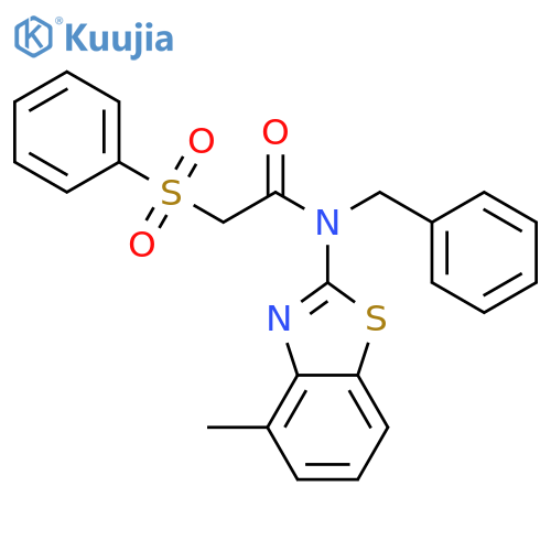 2-(benzenesulfonyl)-N-benzyl-N-(4-methyl-1,3-benzothiazol-2-yl)acetamide structure