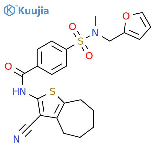 N-{3-cyano-4H,5H,6H,7H,8H-cycloheptabthiophen-2-yl}-4-{(furan-2-yl)methyl(methyl)sulfamoyl}benzamide structure