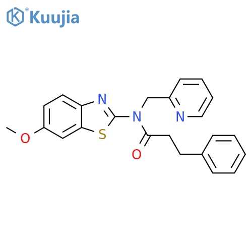 N-(6-methoxy-1,3-benzothiazol-2-yl)-3-phenyl-N-(pyridin-2-yl)methylpropanamide structure