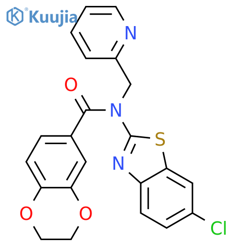 N-(6-chloro-1,3-benzothiazol-2-yl)-N-(pyridin-2-yl)methyl-2,3-dihydro-1,4-benzodioxine-6-carboxamide structure