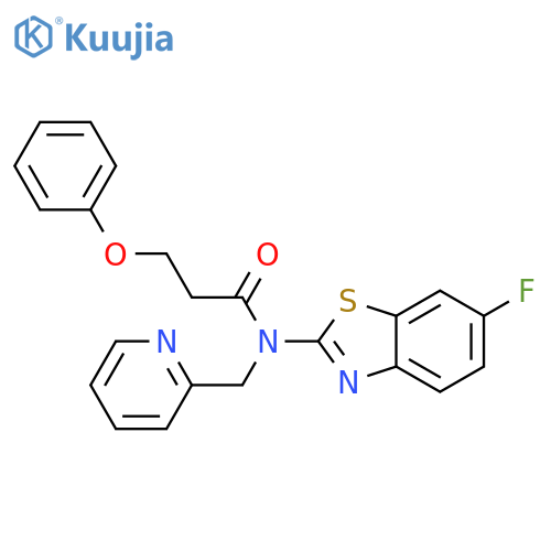 N-(6-fluoro-1,3-benzothiazol-2-yl)-3-phenoxy-N-(pyridin-2-yl)methylpropanamide structure