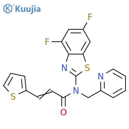 (2E)-N-(4,6-difluoro-1,3-benzothiazol-2-yl)-N-(pyridin-2-yl)methyl-3-(thiophen-2-yl)prop-2-enamide structure