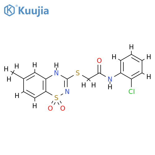 N-(2-chlorophenyl)-2-(6-methyl-1,1-dioxo-4H-1lambda6,2,4-benzothiadiazin-3-yl)sulfanylacetamide structure