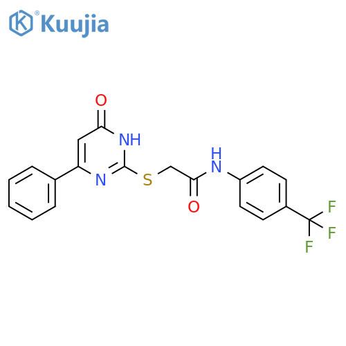 2-(6-oxo-4-phenyl-1,6-dihydropyrimidin-2-yl)sulfanyl-N-4-(trifluoromethyl)phenylacetamide structure