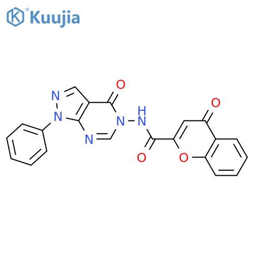 4-oxo-N-{4-oxo-1-phenyl-1H,4H,5H-pyrazolo3,4-dpyrimidin-5-yl}-4H-chromene-2-carboxamide structure