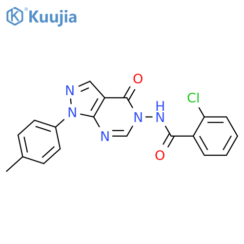 2-chloro-N-1-(4-methylphenyl)-4-oxo-1H,4H,5H-pyrazolo3,4-dpyrimidin-5-ylbenzamide structure