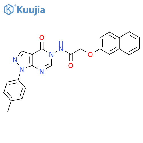 N-1-(4-methylphenyl)-4-oxo-1H,4H,5H-pyrazolo3,4-dpyrimidin-5-yl-2-(naphthalen-2-yloxy)acetamide structure