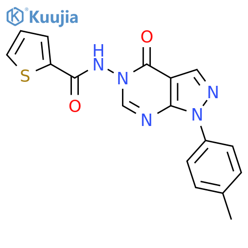 N-1-(4-methylphenyl)-4-oxo-1H,4H,5H-pyrazolo3,4-dpyrimidin-5-ylthiophene-2-carboxamide structure