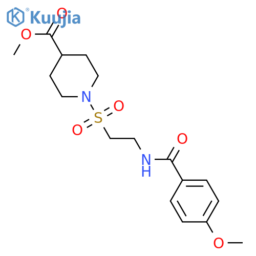 methyl 1-{2-(4-methoxyphenyl)formamidoethanesulfonyl}piperidine-4-carboxylate structure