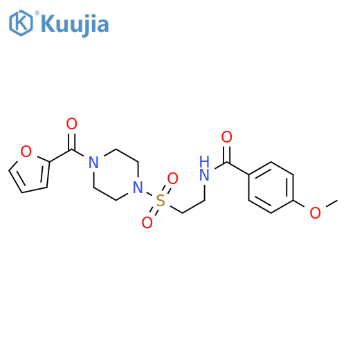 N-(2-{4-(furan-2-carbonyl)piperazin-1-ylsulfonyl}ethyl)-4-methoxybenzamide structure