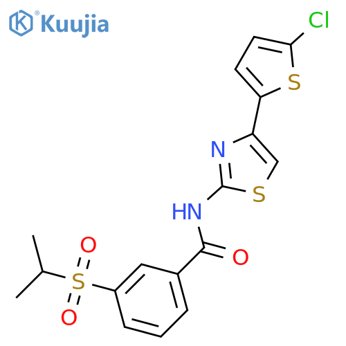 N-4-(5-chlorothiophen-2-yl)-1,3-thiazol-2-yl-3-(propane-2-sulfonyl)benzamide structure