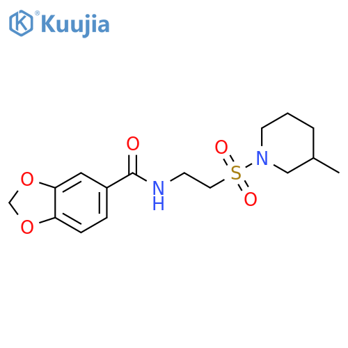 N-{2-(3-methylpiperidin-1-yl)sulfonylethyl}-2H-1,3-benzodioxole-5-carboxamide structure