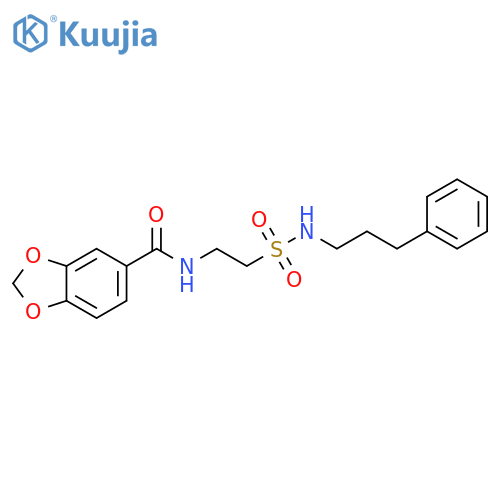 N-{2-(3-phenylpropyl)sulfamoylethyl}-2H-1,3-benzodioxole-5-carboxamide structure