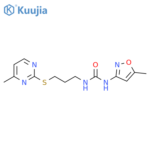3-(5-methyl-1,2-oxazol-3-yl)-1-{3-(4-methylpyrimidin-2-yl)sulfanylpropyl}urea structure