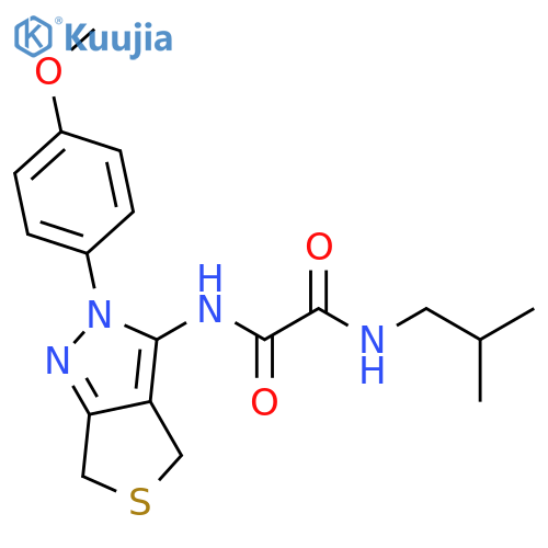 N'-2-(4-methoxyphenyl)-2H,4H,6H-thieno3,4-cpyrazol-3-yl-N-(2-methylpropyl)ethanediamide structure