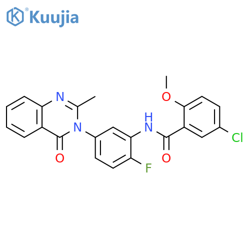 5-chloro-N-2-fluoro-5-(2-methyl-4-oxo-3,4-dihydroquinazolin-3-yl)phenyl-2-methoxybenzamide structure