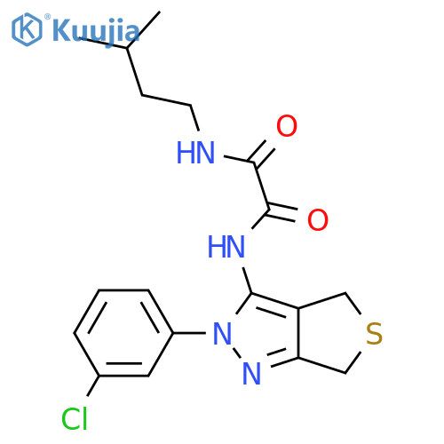 N'-2-(3-chlorophenyl)-2H,4H,6H-thieno3,4-cpyrazol-3-yl-N-(3-methylbutyl)ethanediamide structure