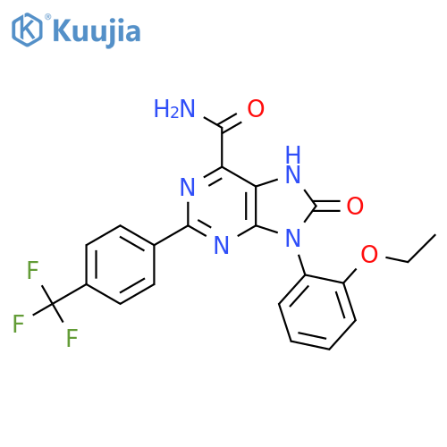 9-(2-ethoxyphenyl)-8-oxo-2-4-(trifluoromethyl)phenyl-8,9-dihydro-7H-purine-6-carboxamide structure
