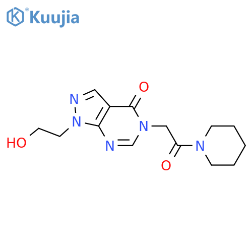 1-(2-hydroxyethyl)-5-2-oxo-2-(piperidin-1-yl)ethyl-1H,4H,5H-pyrazolo3,4-dpyrimidin-4-one structure