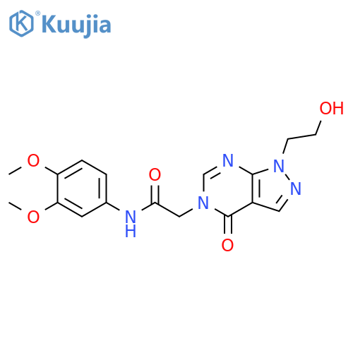 N-(3,4-dimethoxyphenyl)-2-1-(2-hydroxyethyl)-4-oxo-1H,4H,5H-pyrazolo3,4-dpyrimidin-5-ylacetamide structure