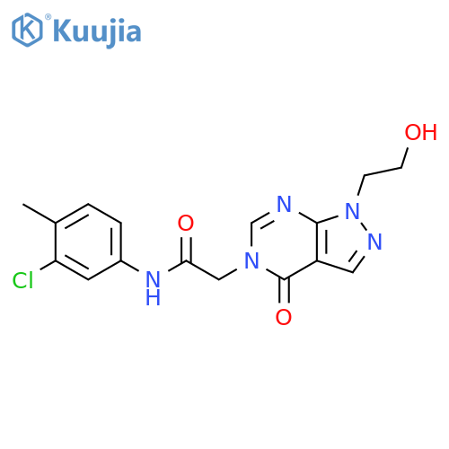 N-(3-chloro-4-methylphenyl)-2-1-(2-hydroxyethyl)-4-oxo-1H,4H,5H-pyrazolo3,4-dpyrimidin-5-ylacetamide structure