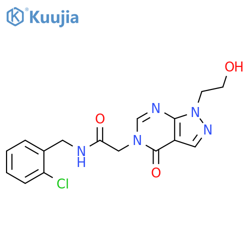 N-(2-chlorophenyl)methyl-2-1-(2-hydroxyethyl)-4-oxo-1H,4H,5H-pyrazolo3,4-dpyrimidin-5-ylacetamide structure