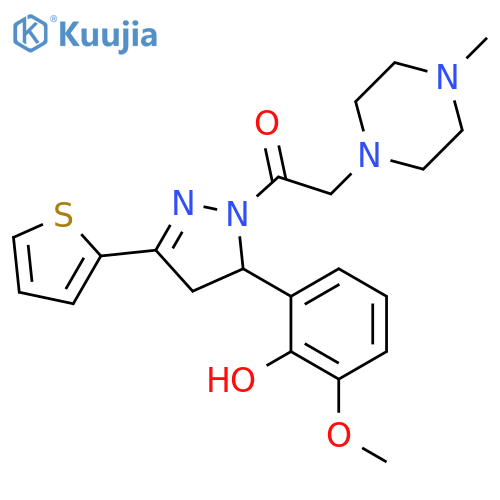 1-5-(2-hydroxy-3-methoxyphenyl)-3-(thiophen-2-yl)-4,5-dihydro-1H-pyrazol-1-yl-2-(4-methylpiperazin-1-yl)ethan-1-one structure