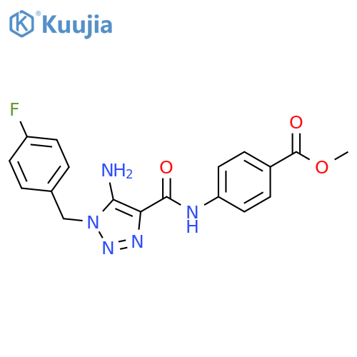 methyl 4-{5-amino-1-(4-fluorophenyl)methyl-1H-1,2,3-triazole-4-amido}benzoate structure