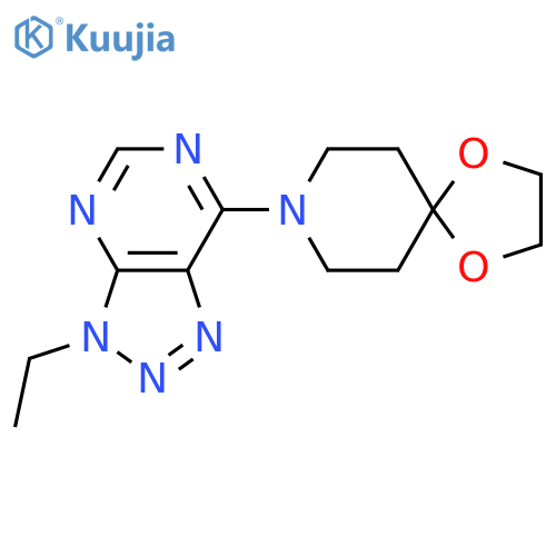 8-{3-ethyl-3H-1,2,3triazolo4,5-dpyrimidin-7-yl}-1,4-dioxa-8-azaspiro4.5decane structure