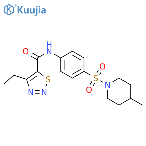 4-ethyl-N-{4-(4-methylpiperidin-1-yl)sulfonylphenyl}-1,2,3-thiadiazole-5-carboxamide structure