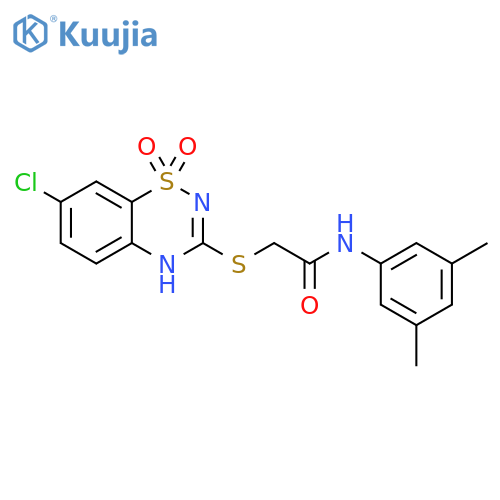 2-(7-chloro-1,1-dioxo-4H-1lambda6,2,4-benzothiadiazin-3-yl)sulfanyl-N-(3,5-dimethylphenyl)acetamide structure