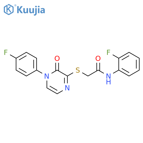 N-(2-fluorophenyl)-2-{4-(4-fluorophenyl)-3-oxo-3,4-dihydropyrazin-2-ylsulfanyl}acetamide structure