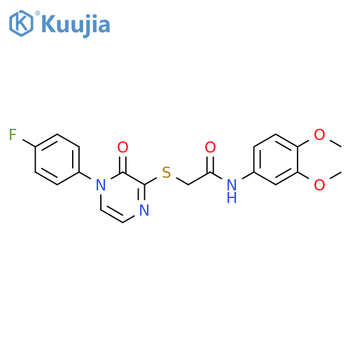 N-(3,4-dimethoxyphenyl)-2-{4-(4-fluorophenyl)-3-oxo-3,4-dihydropyrazin-2-ylsulfanyl}acetamide structure