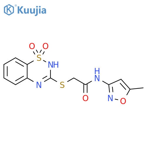 2-(1,1-dioxo-4H-1lambda6,2,4-benzothiadiazin-3-yl)sulfanyl-N-(5-methyl-1,2-oxazol-3-yl)acetamide structure