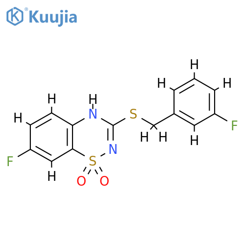7-fluoro-3-{(3-fluorophenyl)methylsulfanyl}-4H-1lambda6,2,4-benzothiadiazine-1,1-dione structure