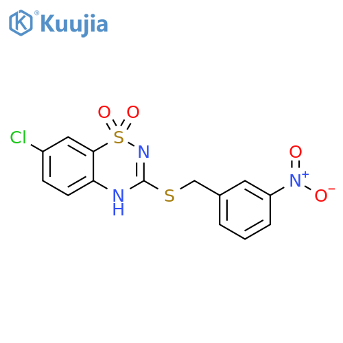 7-chloro-3-{(3-nitrophenyl)methylsulfanyl}-4H-1lambda6,2,4-benzothiadiazine-1,1-dione structure