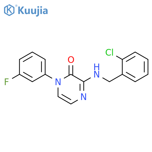 3-{(2-chlorophenyl)methylamino}-1-(3-fluorophenyl)-1,2-dihydropyrazin-2-one structure