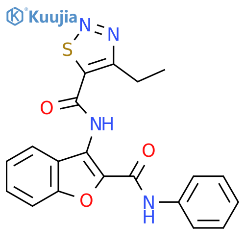 4-ethyl-N-2-(phenylcarbamoyl)-1-benzofuran-3-yl-1,2,3-thiadiazole-5-carboxamide structure