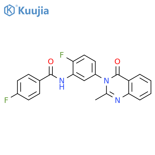 4-fluoro-N-2-fluoro-5-(2-methyl-4-oxo-3,4-dihydroquinazolin-3-yl)phenylbenzamide structure