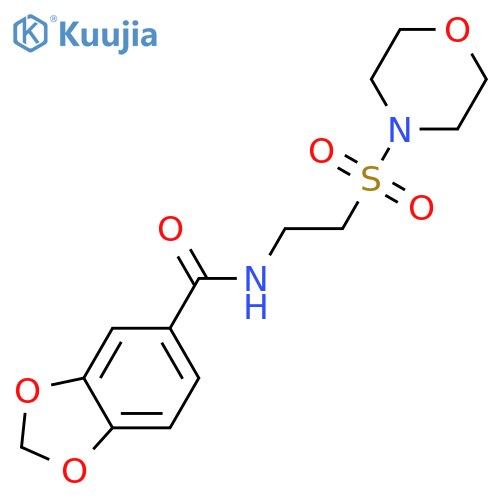 N-2-(morpholine-4-sulfonyl)ethyl-2H-1,3-benzodioxole-5-carboxamide structure