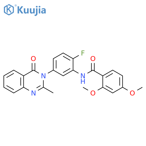 N-2-fluoro-5-(2-methyl-4-oxo-3,4-dihydroquinazolin-3-yl)phenyl-2,4-dimethoxybenzamide structure