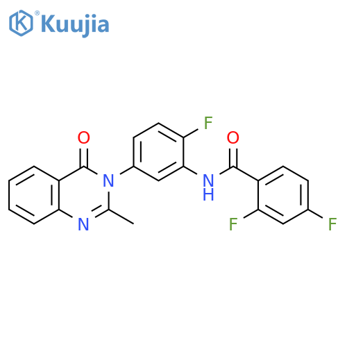 2,4-difluoro-N-2-fluoro-5-(2-methyl-4-oxo-3,4-dihydroquinazolin-3-yl)phenylbenzamide structure
