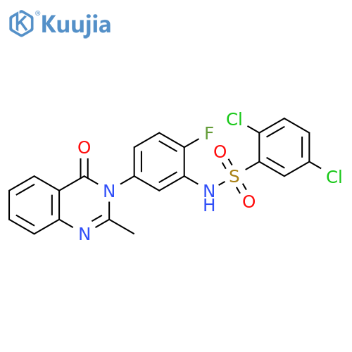 2,5-dichloro-N-2-fluoro-5-(2-methyl-4-oxo-3,4-dihydroquinazolin-3-yl)phenylbenzene-1-sulfonamide structure